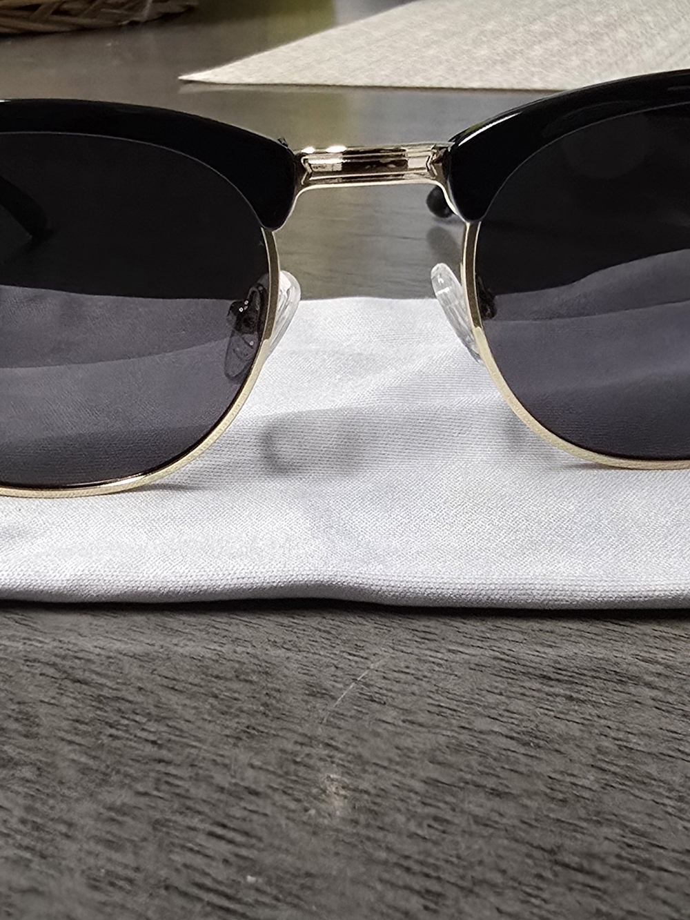 Classic Black and Gold Semi-Rimless Sunglasses